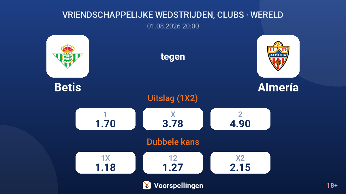 Betis tegen Almería — quoteringen
