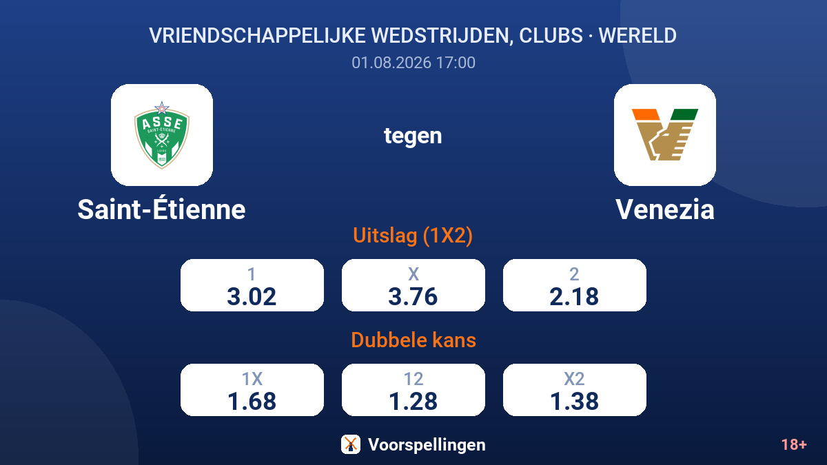 Saint-Étienne tegen Venezia — quoteringen