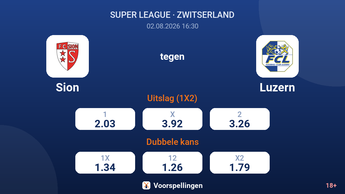 Sion tegen Luzern — quoteringen