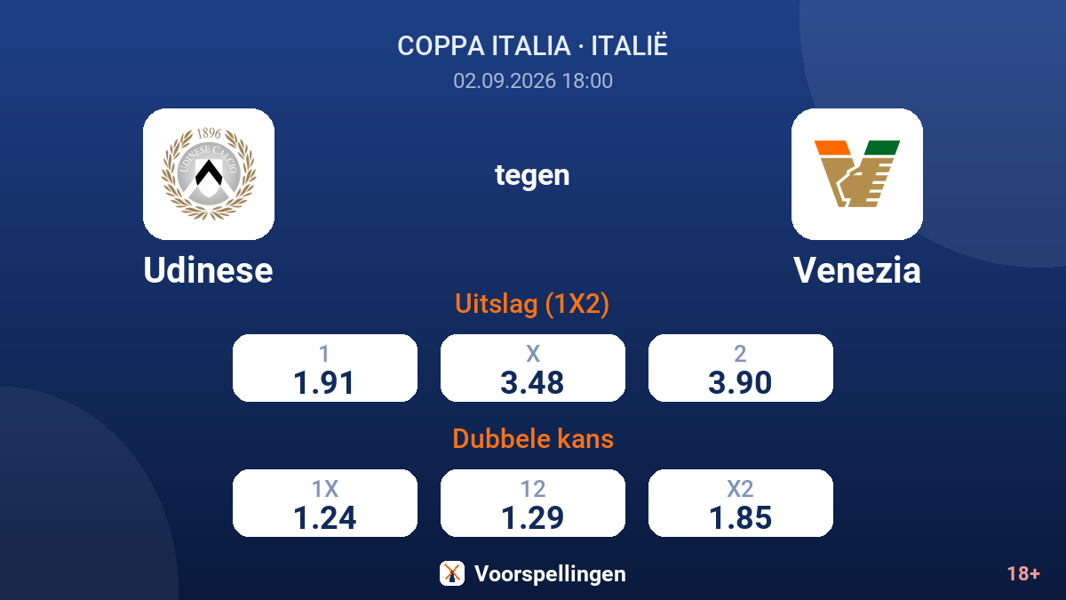 Udinese - Venezia — quoteringen