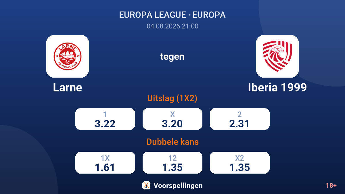 Larne tegen Iberia 1999 — quoteringen