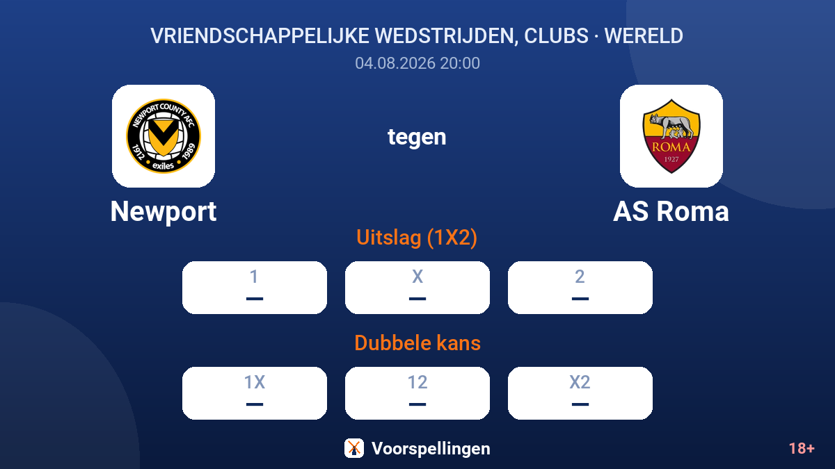 Newport tegen AS Roma — quoteringen