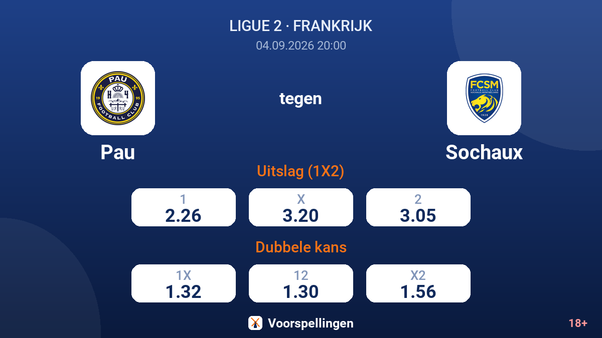 Pau - Sochaux — quoteringen