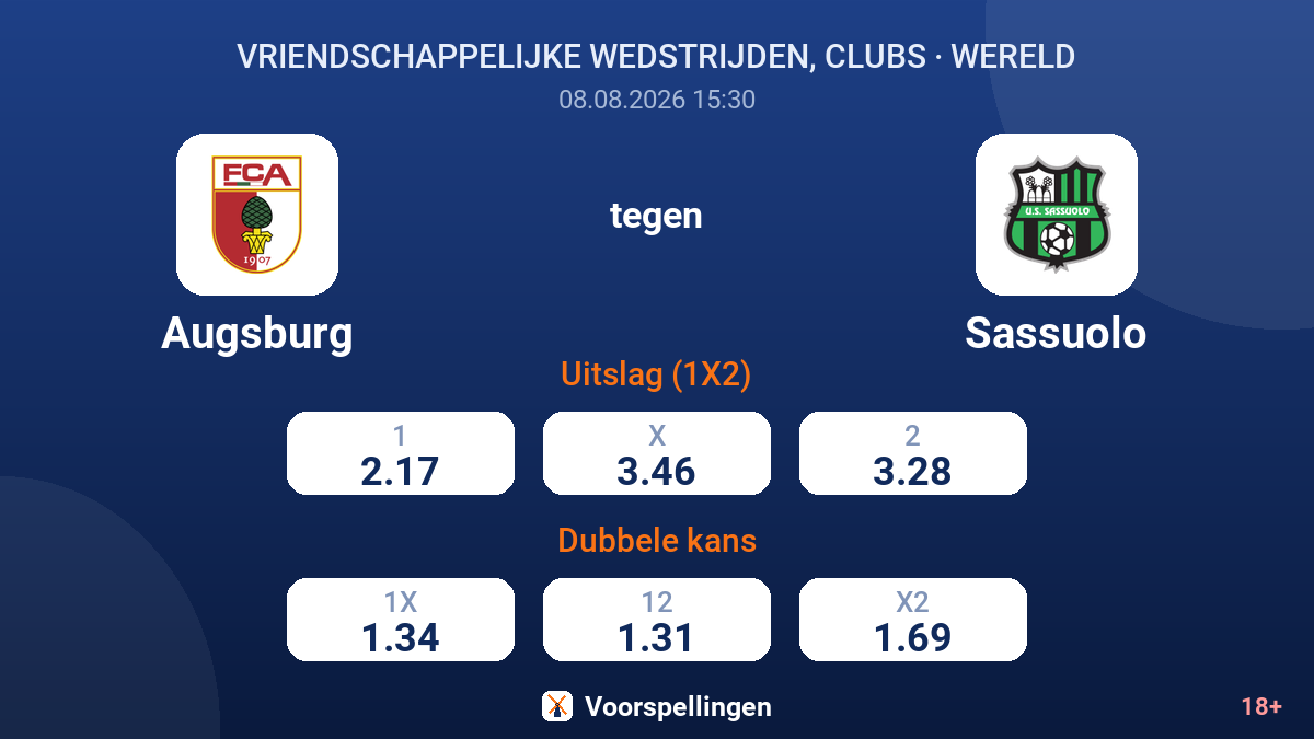Augsburg - Sassuolo — quoteringen
