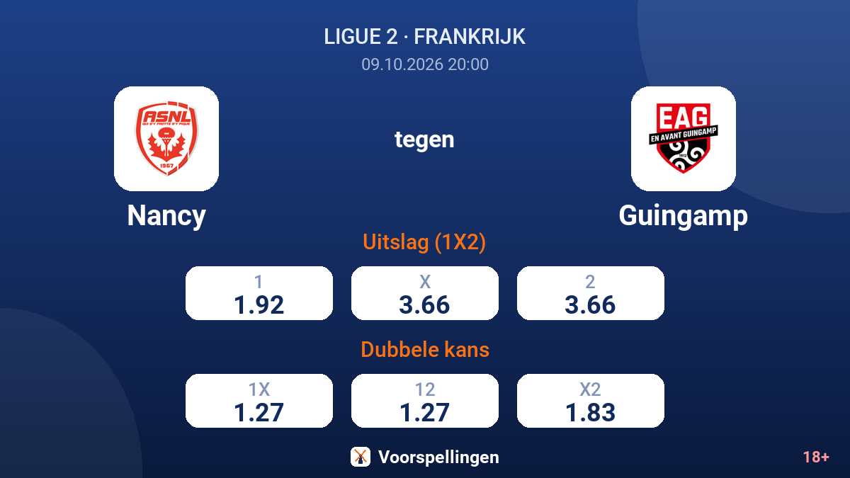 Nancy - Guingamp — quoteringen