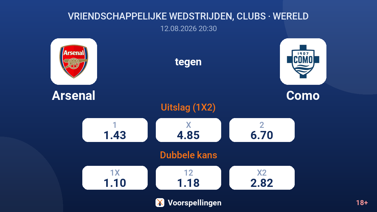 Arsenal - Como — quoteringen