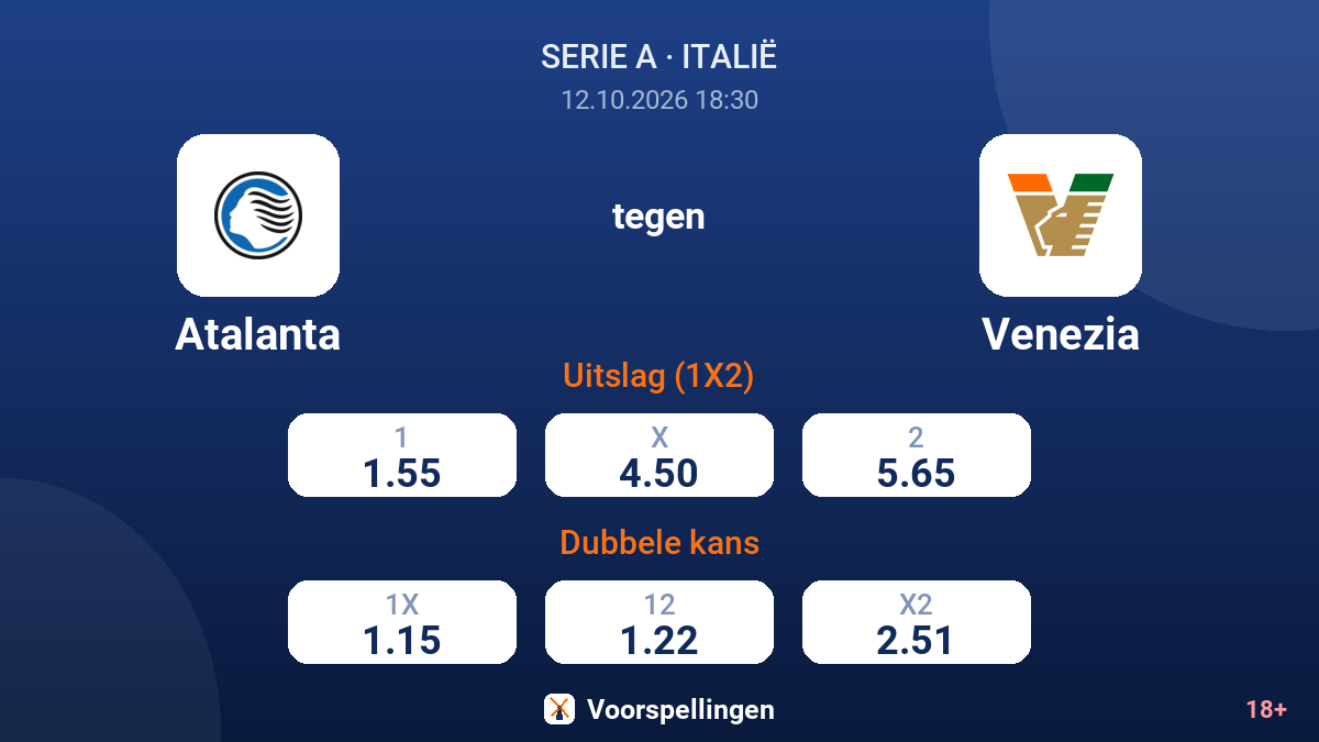 Atalanta - Venezia — quoteringen