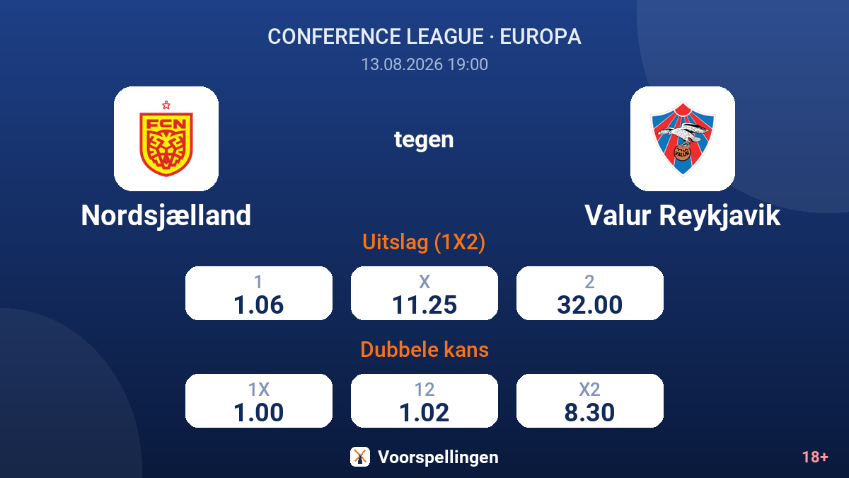 Nordsjælland - Valur Reykjavik — quoteringen