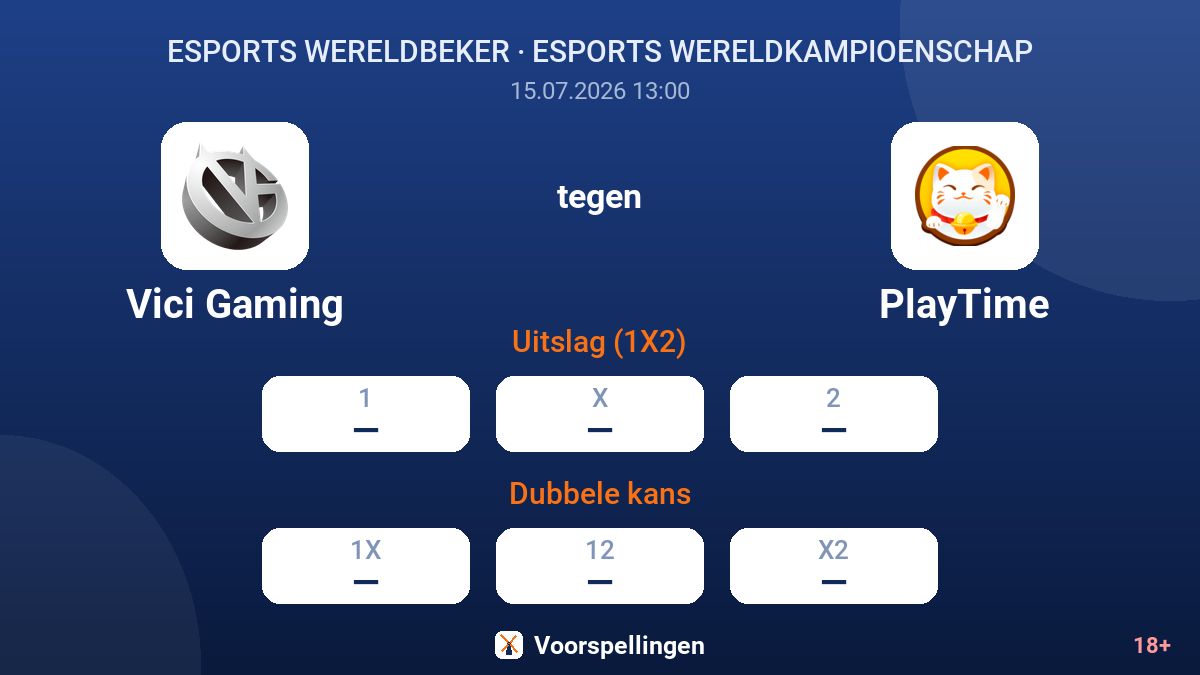 Vici Gaming tegen PlayTime — quoteringen