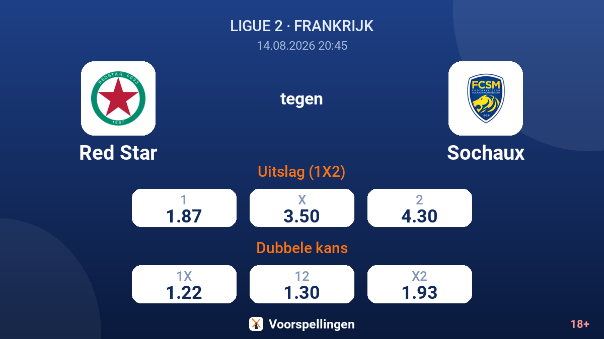 Red Star - Sochaux — quoteringen