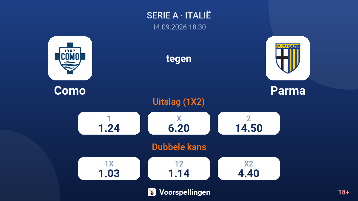 Como - Parma — quoteringen