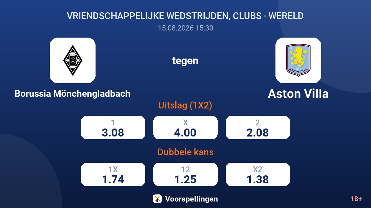 Borussia Mönchengladbach - Aston Villa — quoteringen