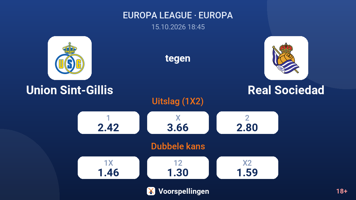 Union Sint-Gillis - Real Sociedad — quoteringen