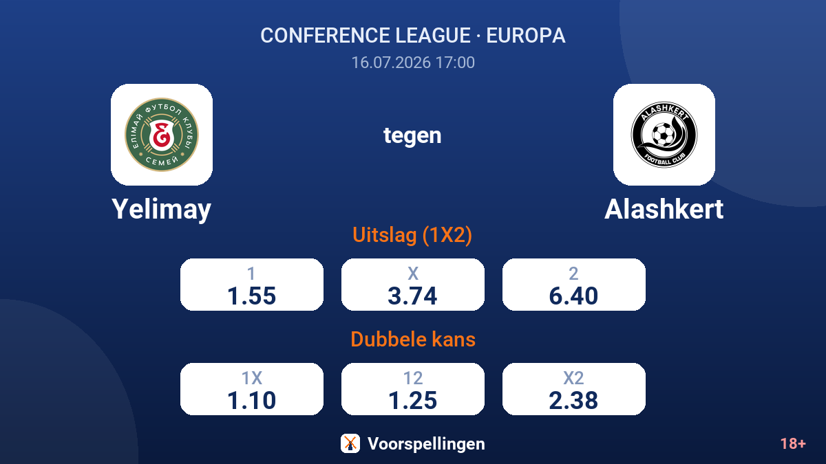 Yelimay tegen Alashkert — quoteringen