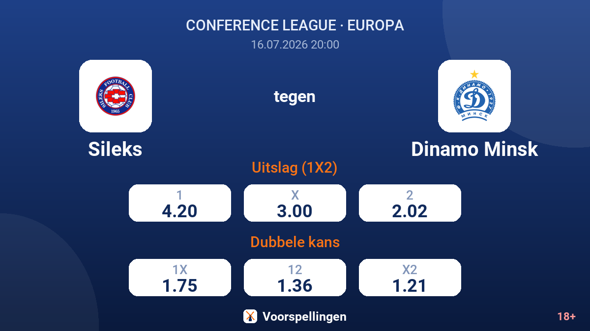 Sileks tegen Dinamo Minsk — quoteringen