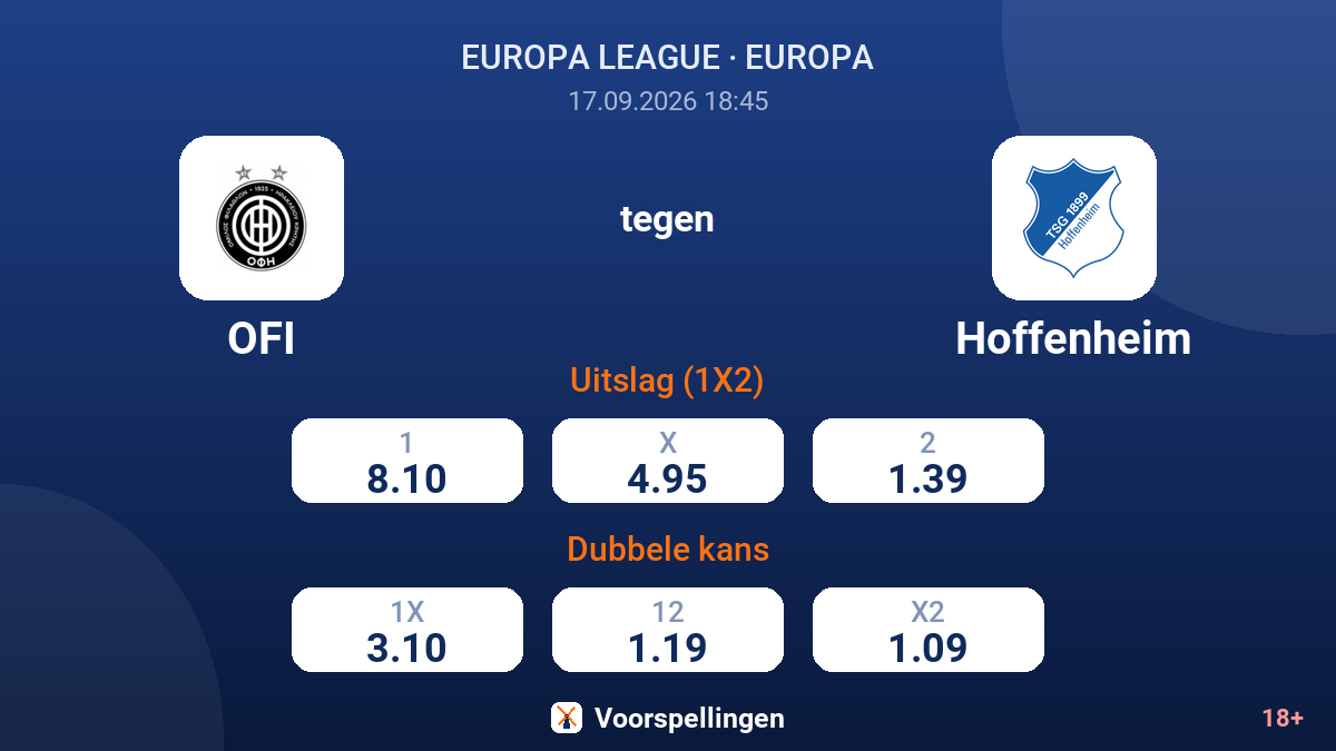 OFI - Hoffenheim — quoteringen