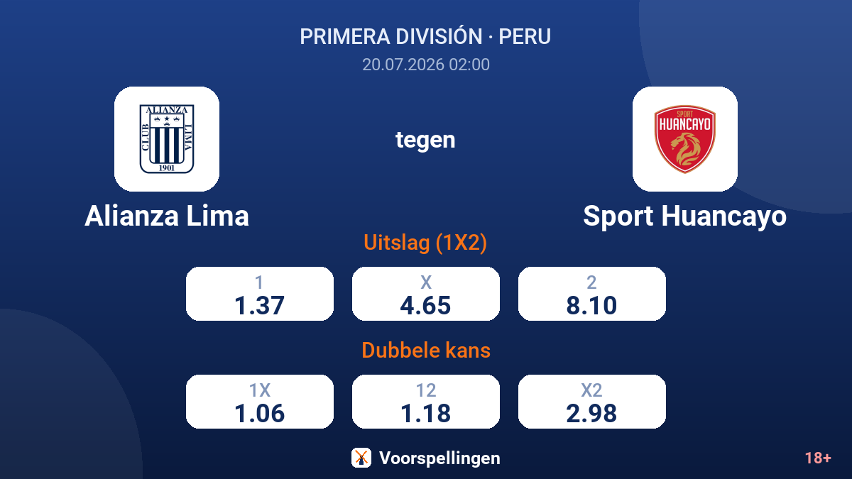 Alianza Lima tegen Sport Huancayo — quoteringen