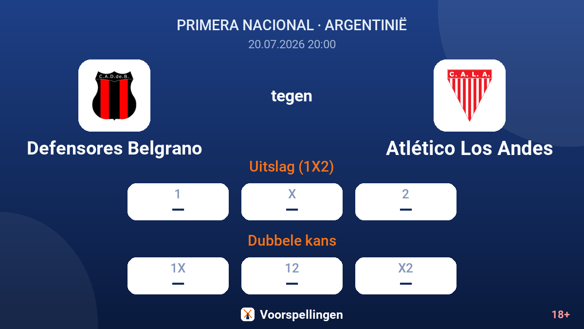 Defensores Belgrano tegen Atlético Los Andes — quoteringen