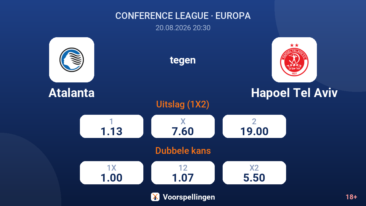 Atalanta - Hapoel Tel Aviv — quoteringen