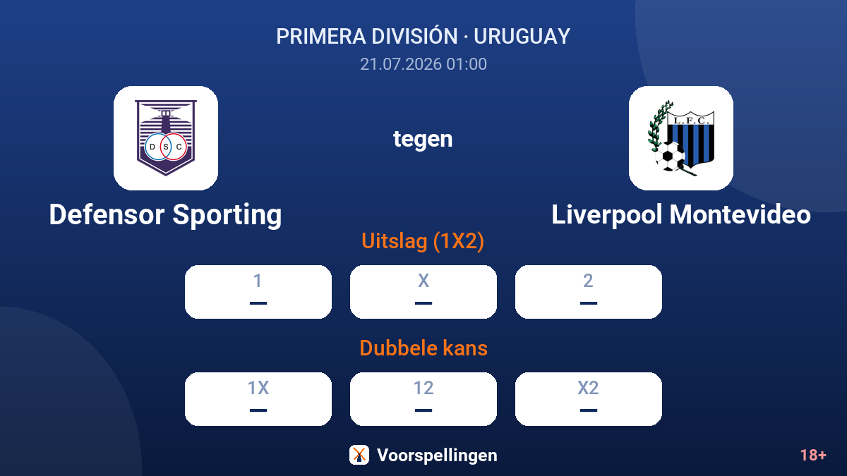 Defensor Sporting tegen Liverpool Montevideo — quoteringen