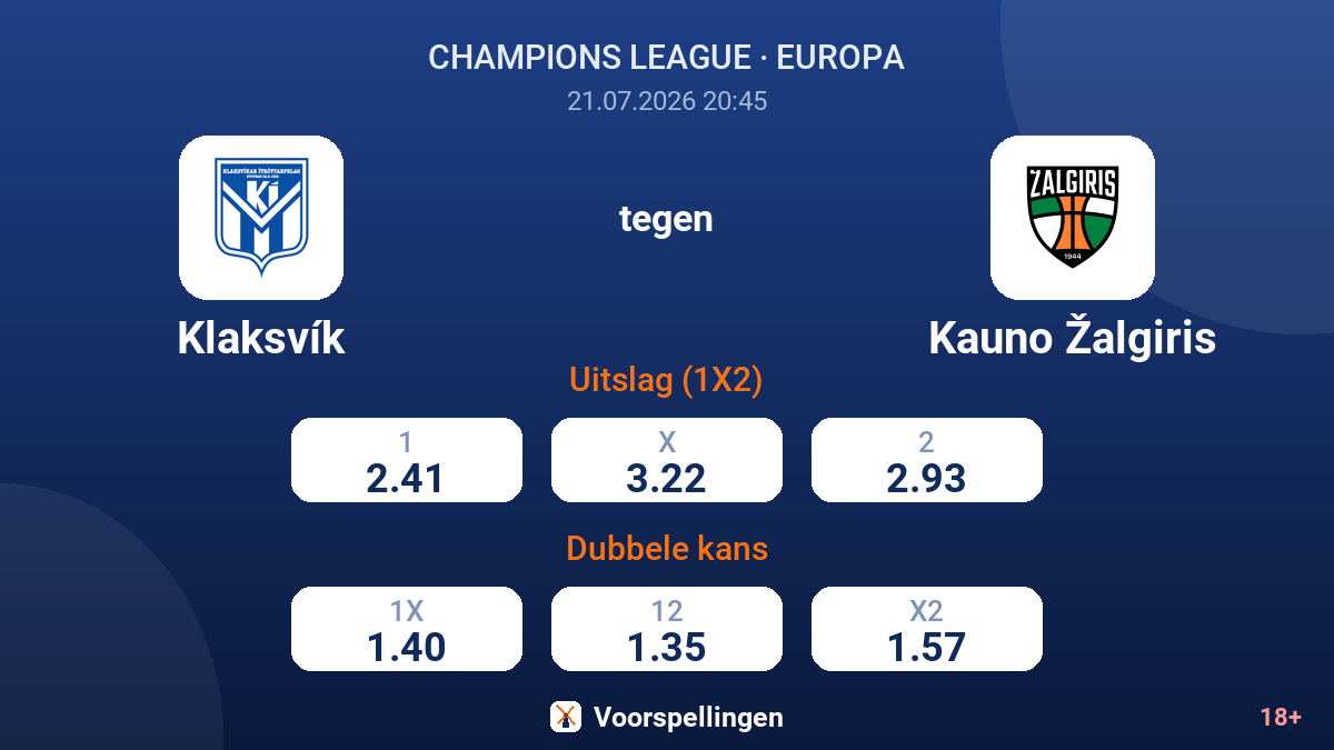 Klaksvík tegen Kauno Žalgiris — quoteringen
