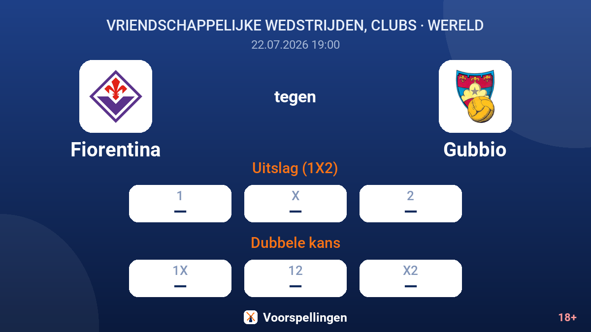 Fiorentina tegen Gubbio — quoteringen
