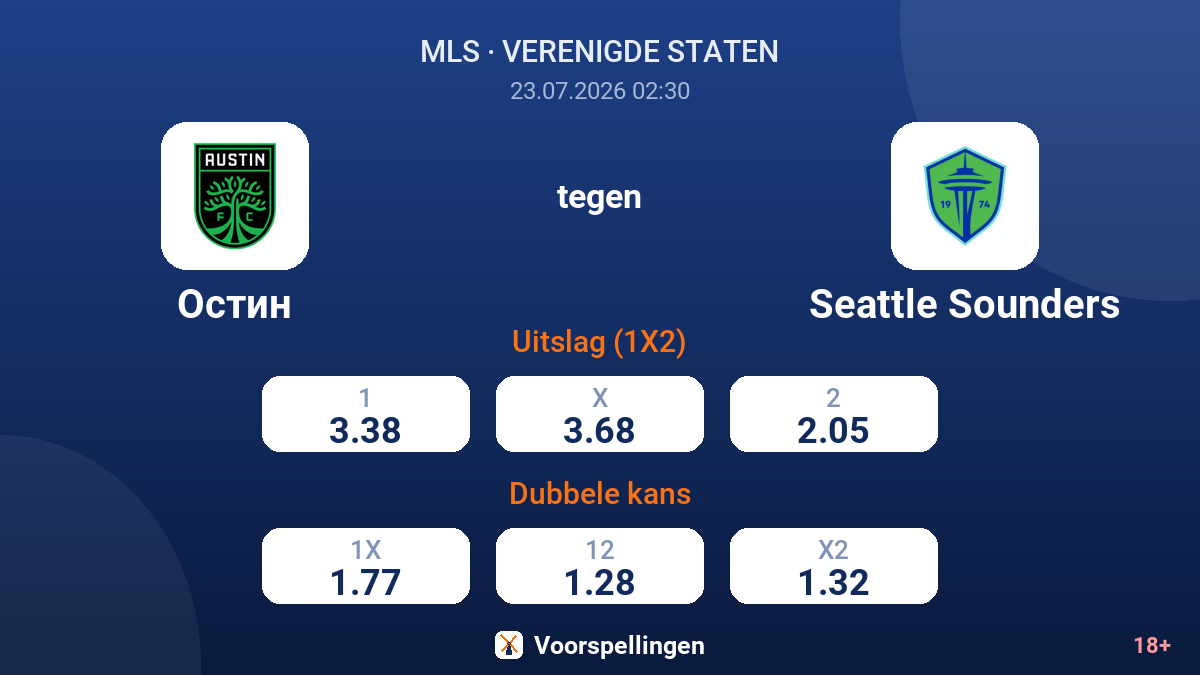 Austin tegen Seattle Sounders — quoteringen