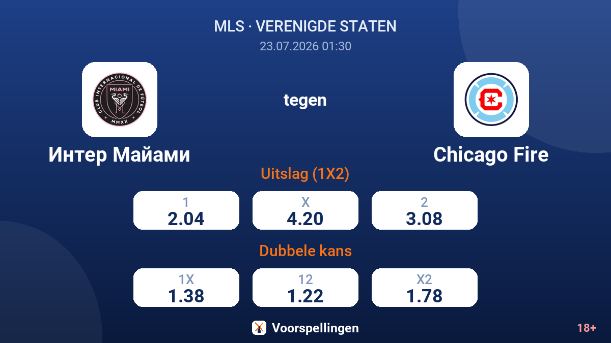 Inter Miami tegen Chicago Fire — quoteringen