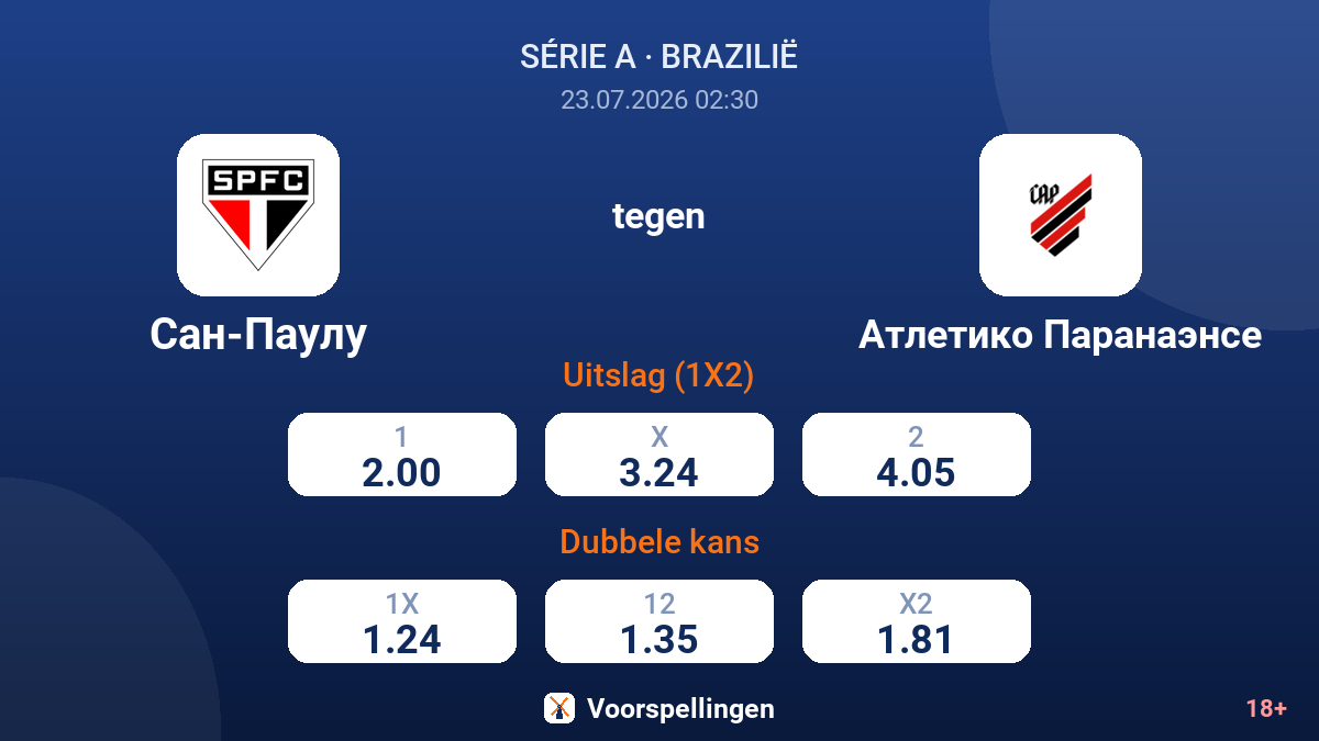 São Paulo tegen Athletico Paranaense — quoteringen