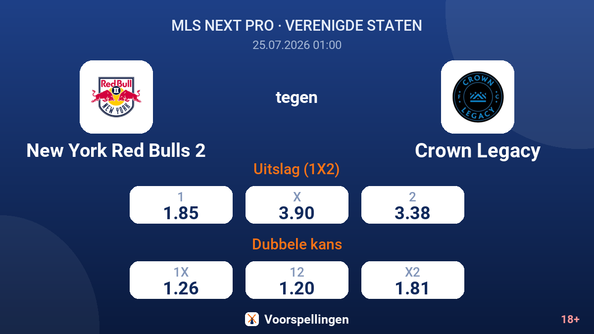 New York Red Bulls 2 tegen Crown Legacy — quoteringen