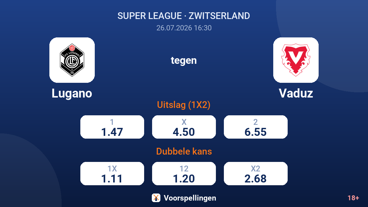 Lugano tegen Vaduz — quoteringen