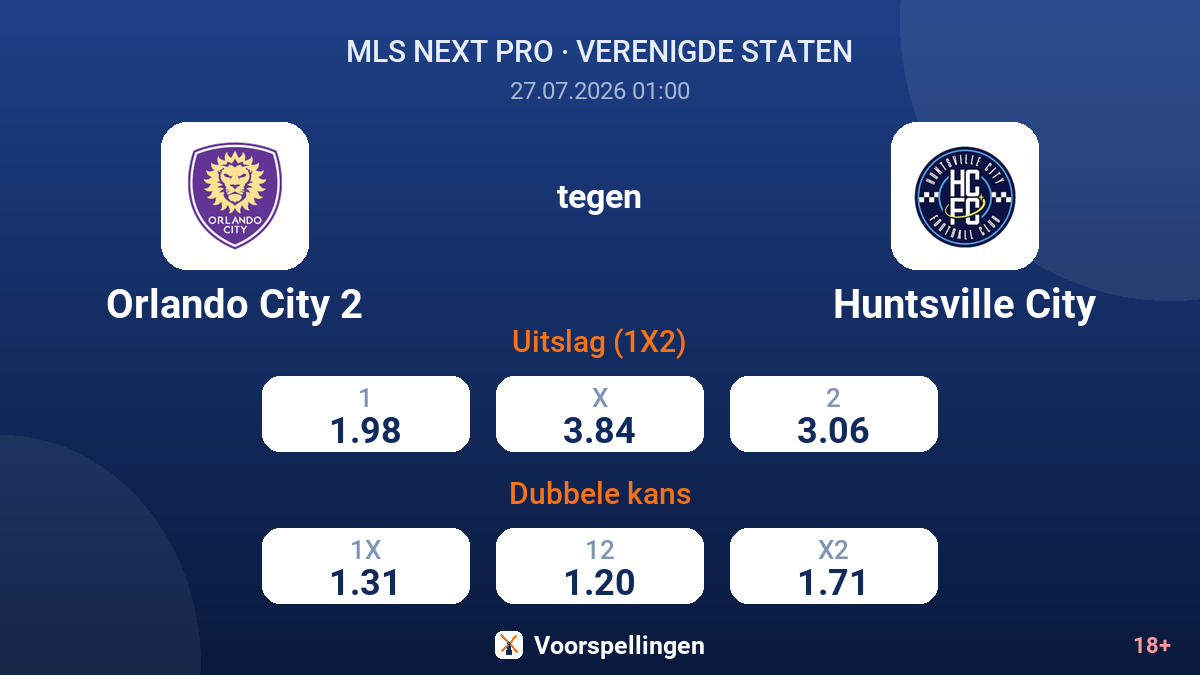 Orlando City 2 tegen Huntsville City — quoteringen