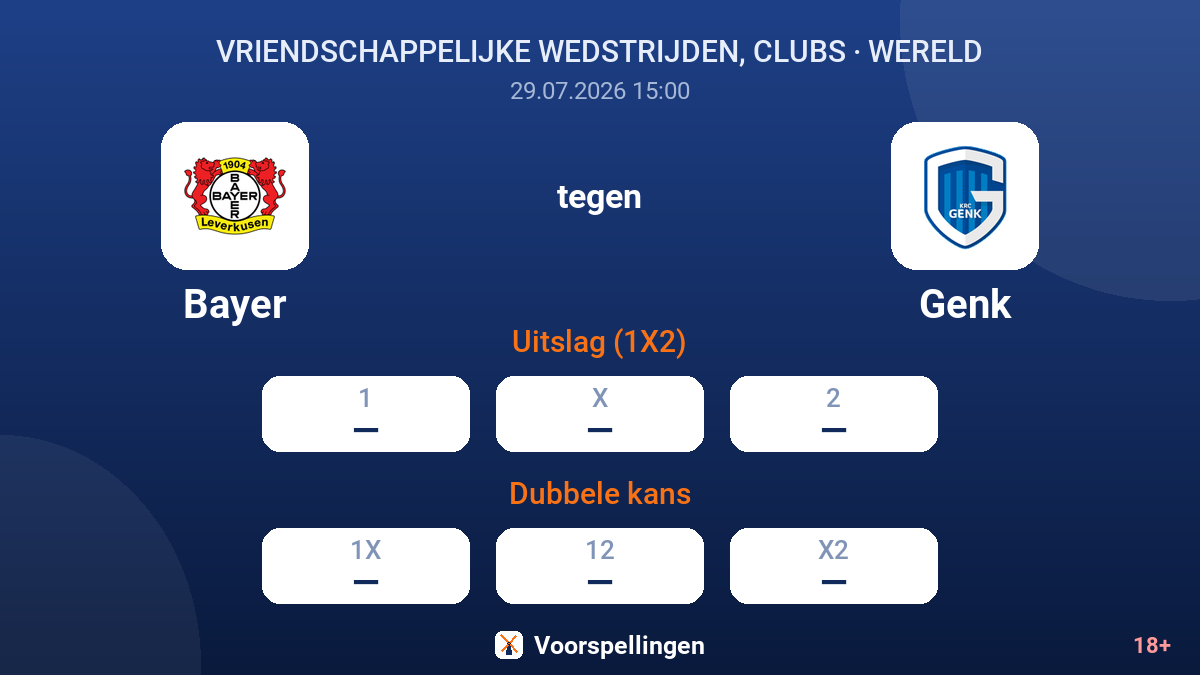 Bayer tegen Genk — quoteringen
