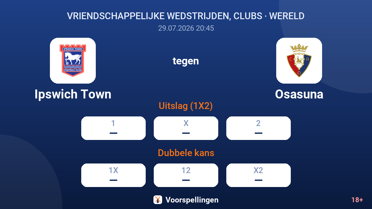 Ipswich Town tegen Osasuna — quoteringen