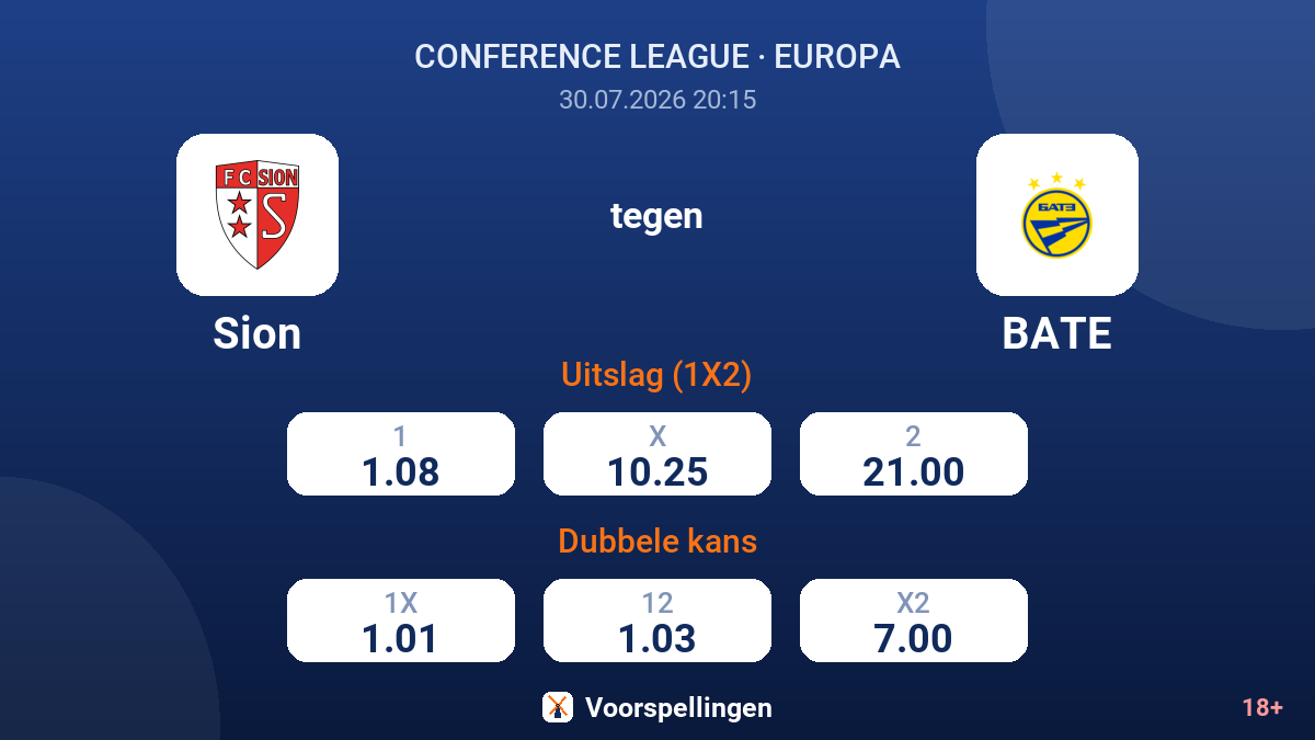 Sion tegen BATE — quoteringen