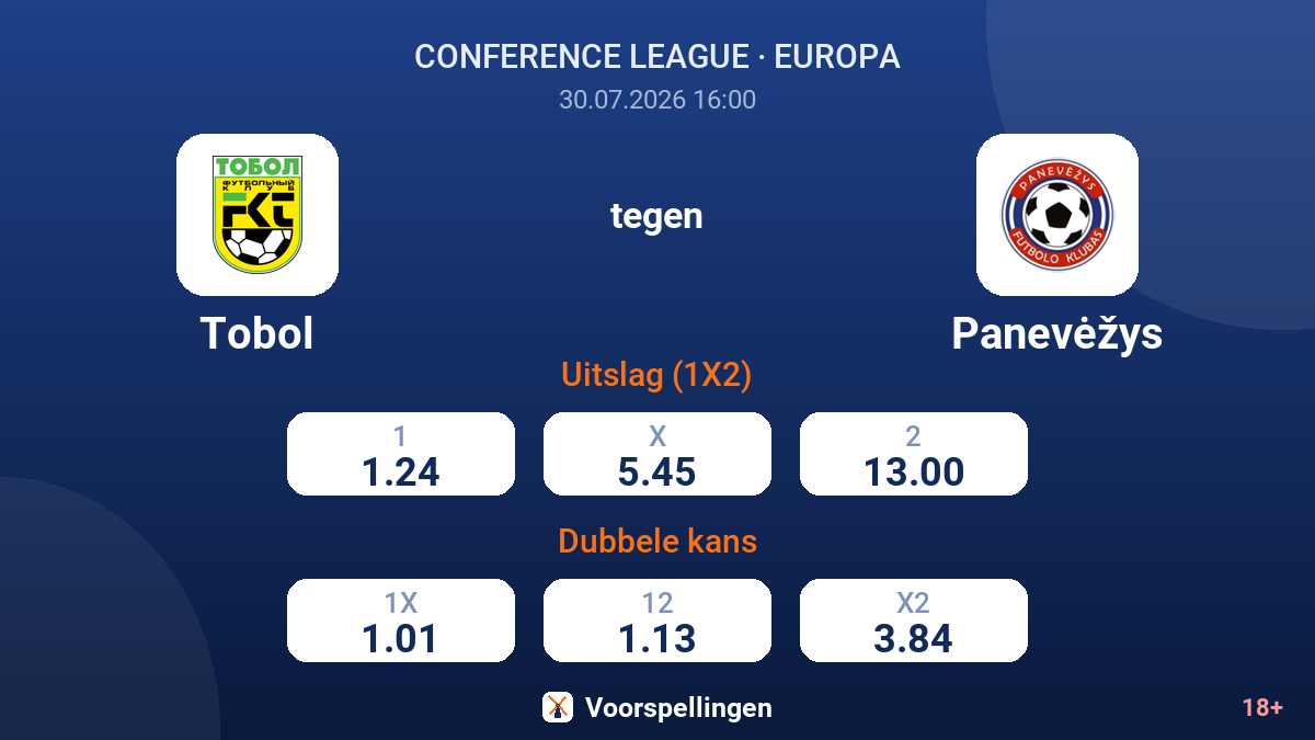 Tobol tegen Panevėžys — quoteringen