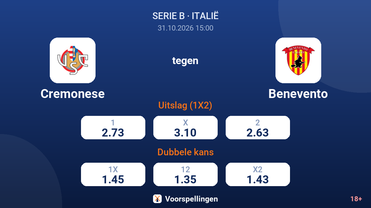 Cremonese - Benevento — quoteringen