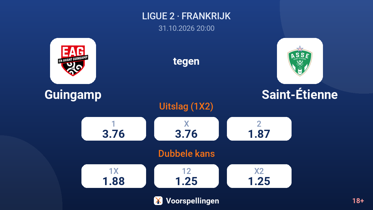 Guingamp - Saint-Étienne — quoteringen