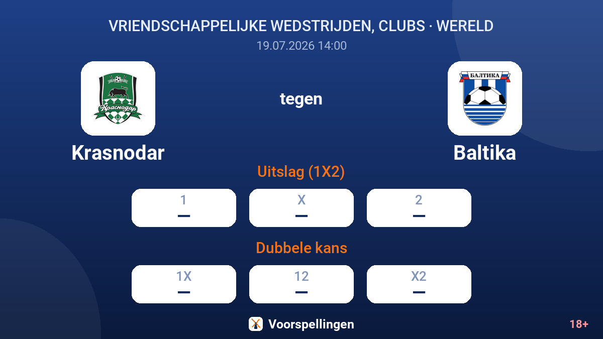 Krasnodar tegen Baltika — quoteringen