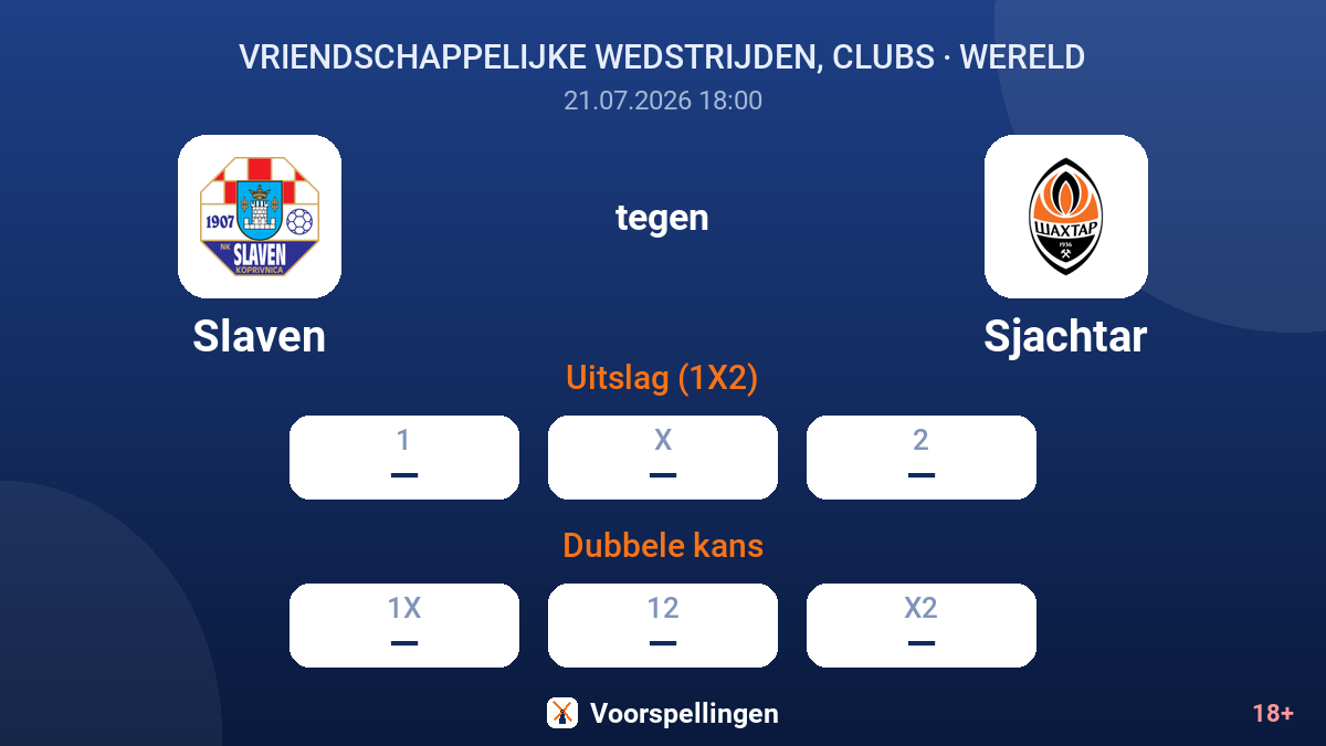 Slaven tegen Sjachtar — quoteringen