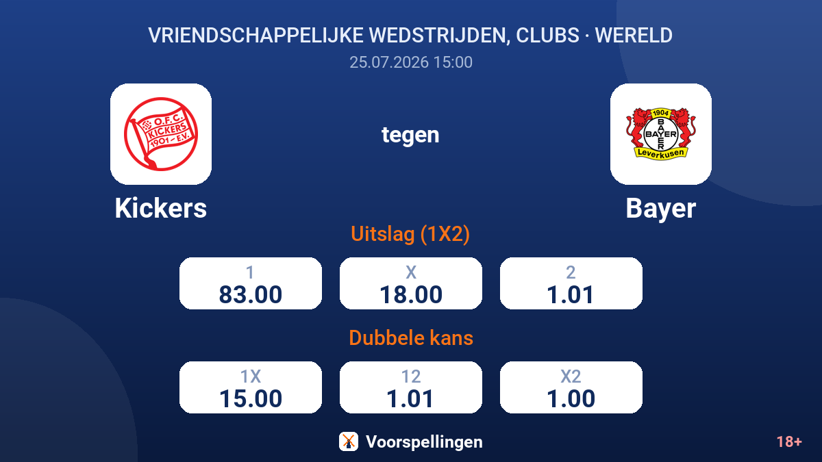 Kickers tegen Bayer — quoteringen